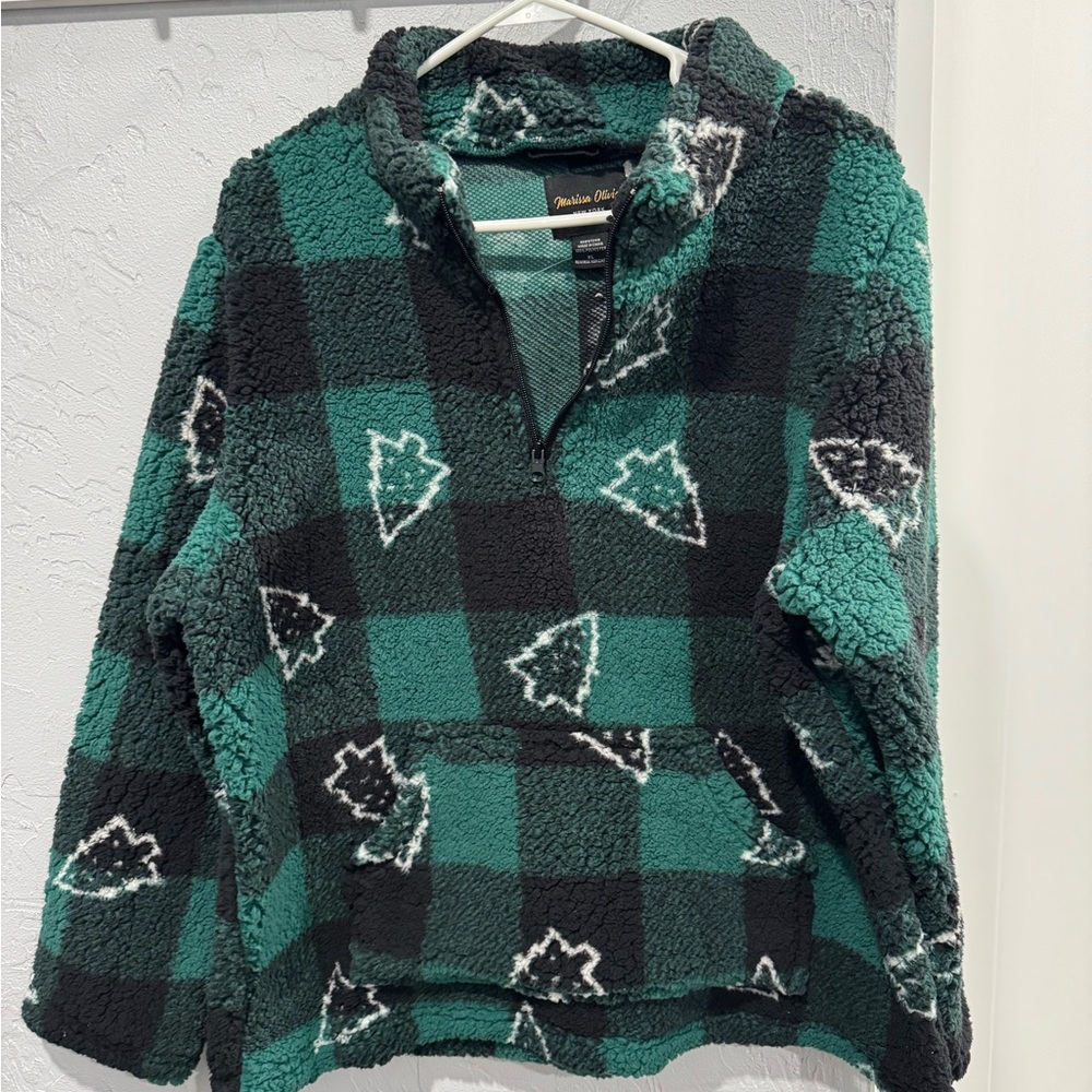 Plaid Fleece Pullover Jacket